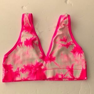 No boundaries Bra Bralette SZ M Pink White Tie Dye